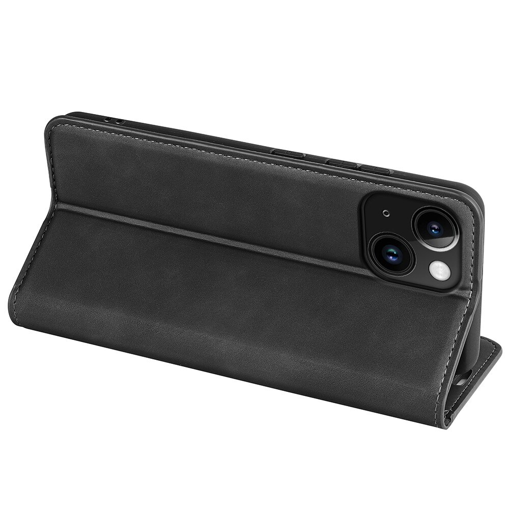 Coque portefeuille mince iPhone 15 Plus, noir