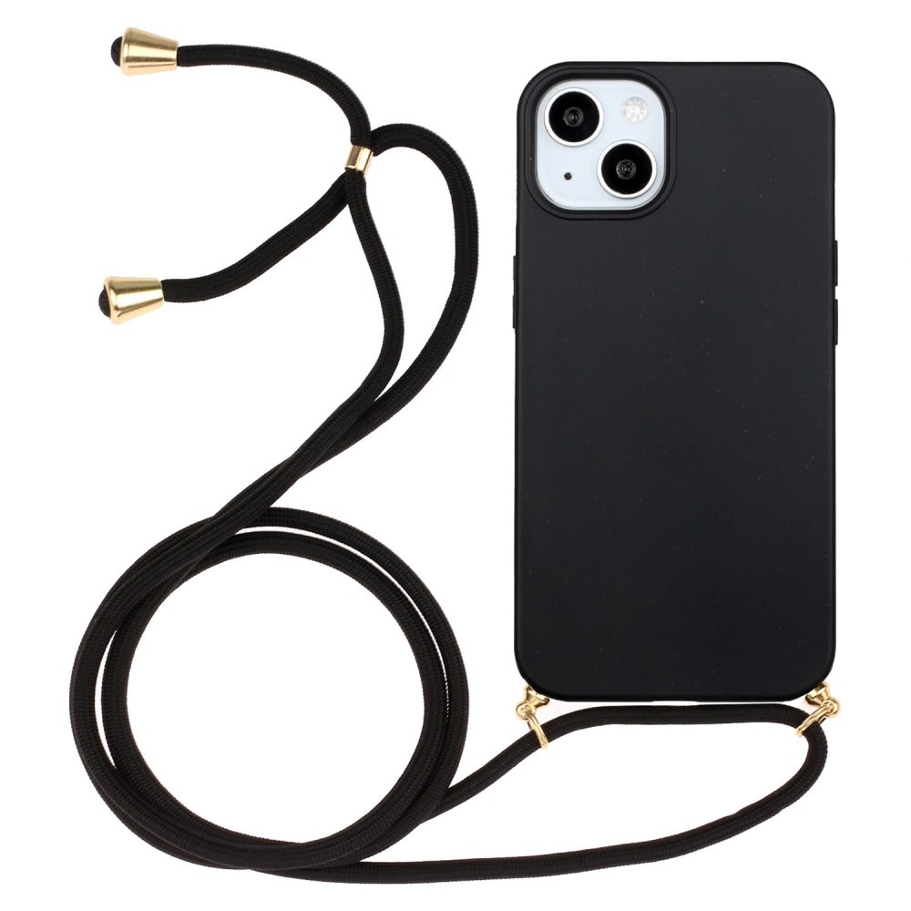 Coque cordon iPhone 15 Plus, noir