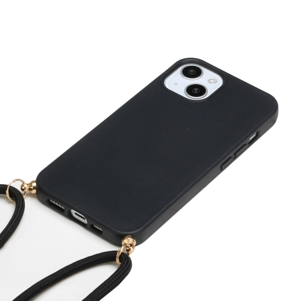 Coque cordon iPhone 15, noir