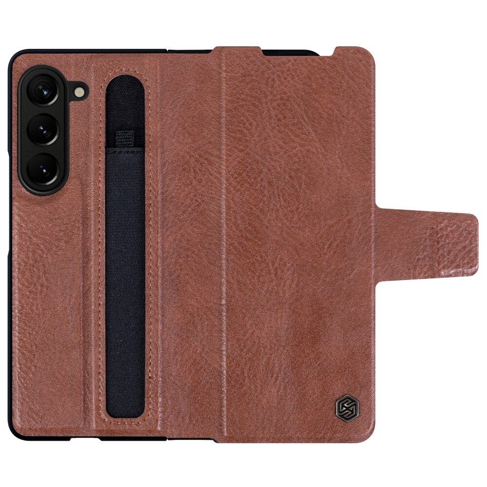 Coque Leather Case with Pen Slot Samsung Galaxy Z Fold 5 Marron