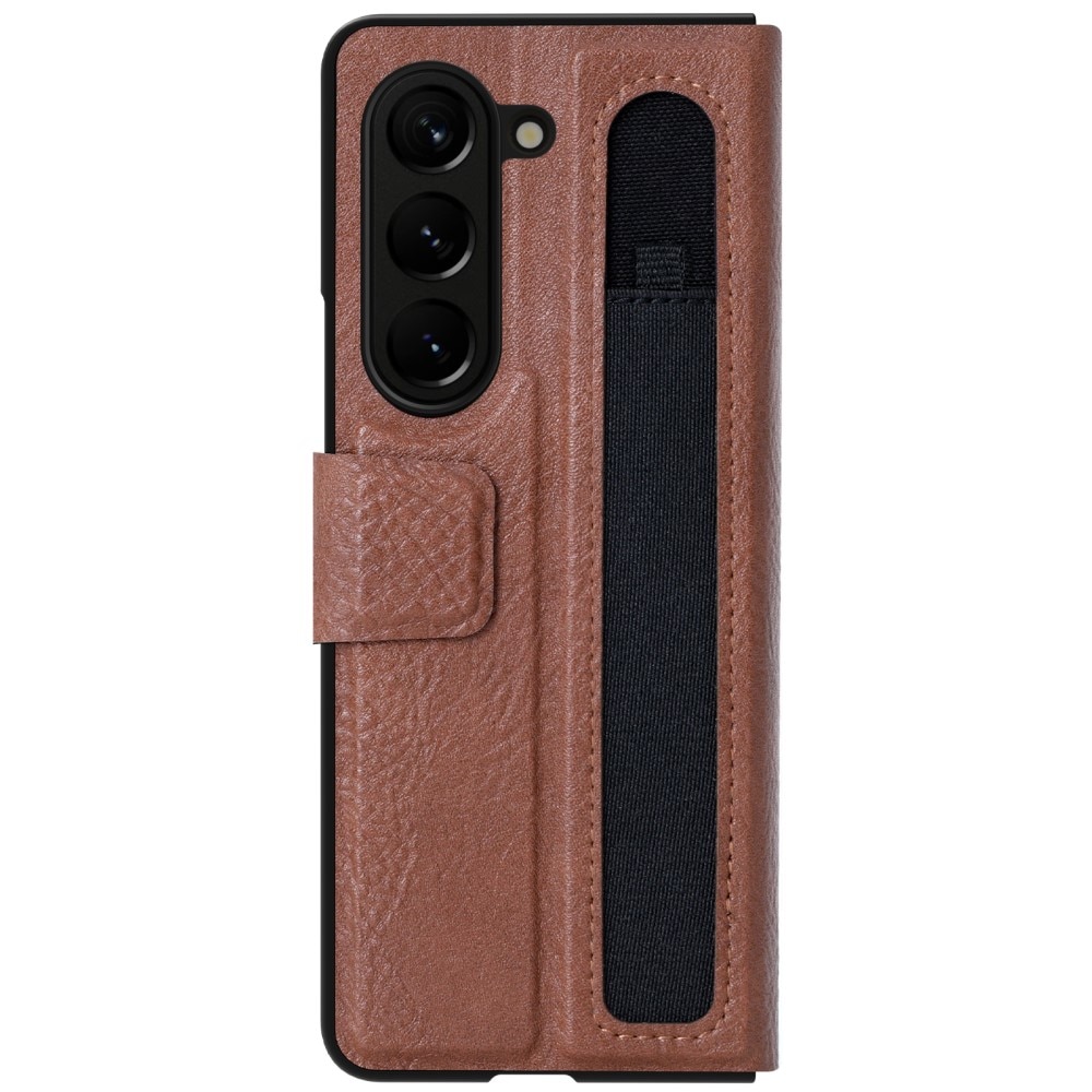 Coque Leather Case with Pen Slot Samsung Galaxy Z Fold 5 Marron