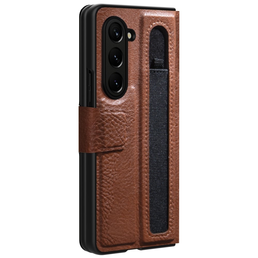 Coque Leather Case with Pen Slot Samsung Galaxy Z Fold 5 Marron