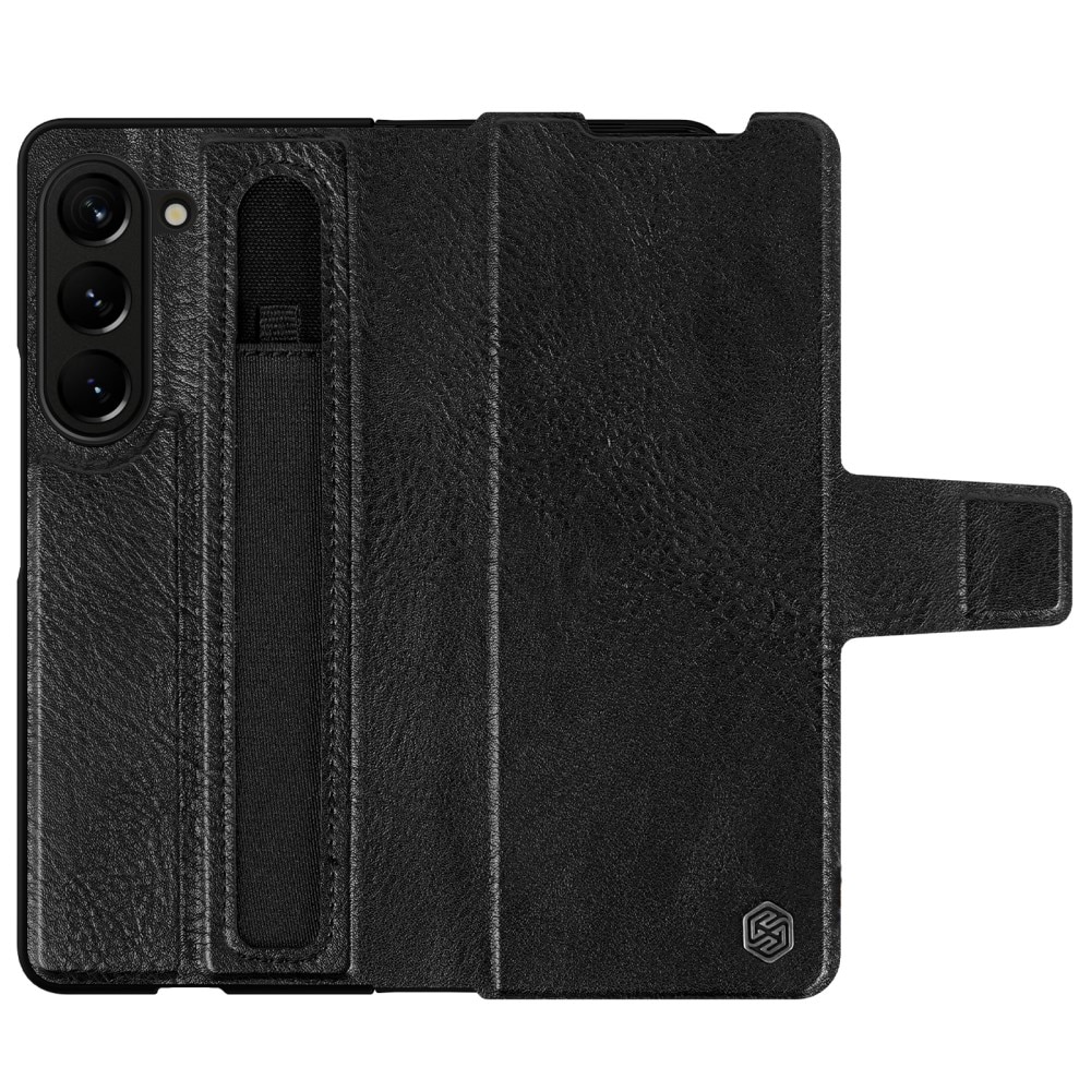 Coque Leather Case with Pen Slot Samsung Galaxy Z Fold 5, noir