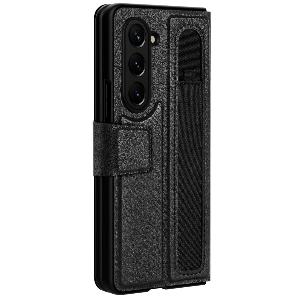 Coque Leather Case with Pen Slot Samsung Galaxy Z Fold 5, noir