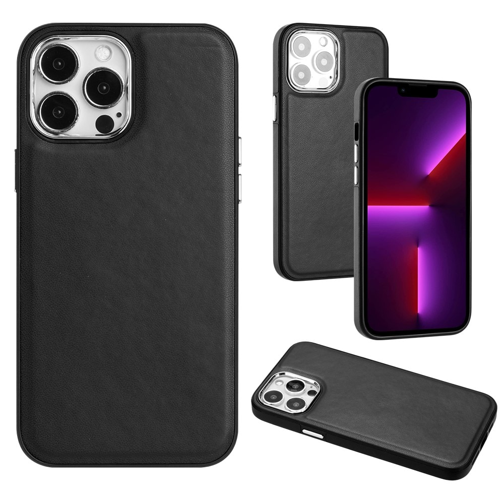 Coque en Cuir iPhone 13 Pro, noir