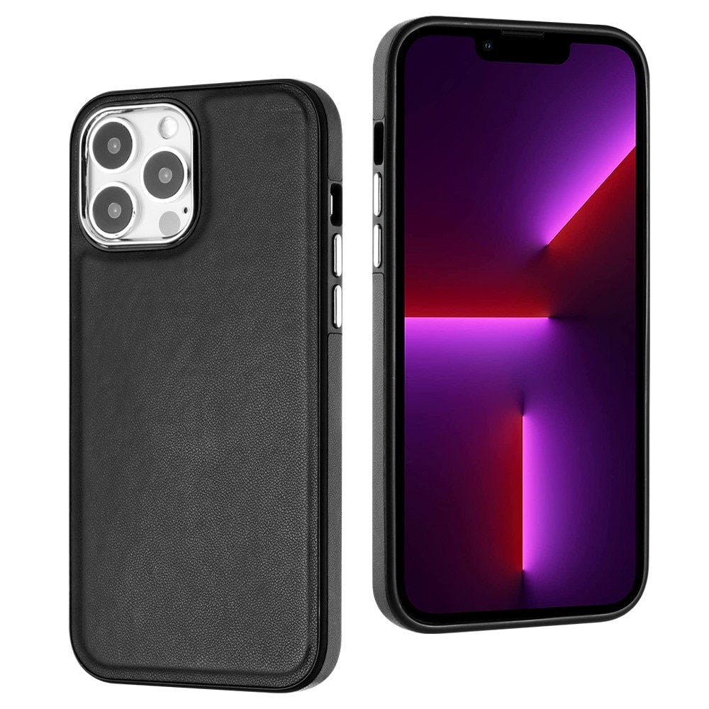 Coque en Cuir iPhone 13 Pro, noir