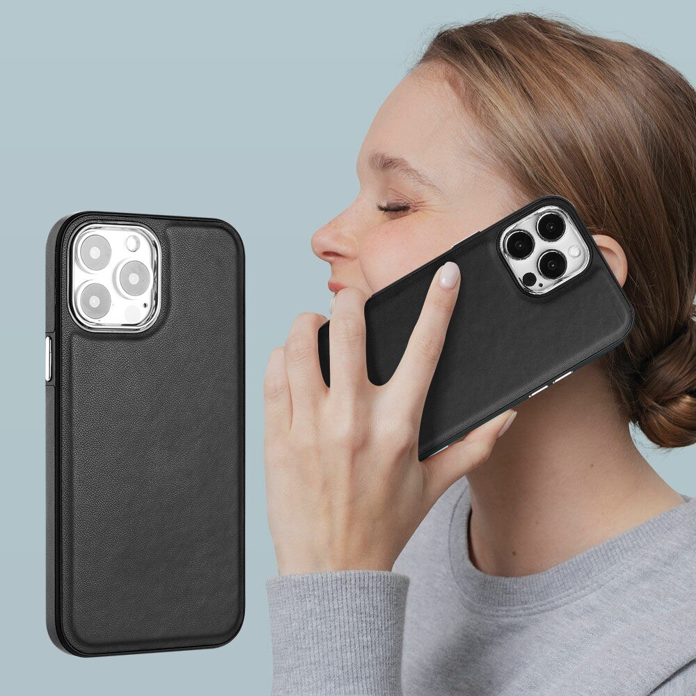 Coque en Cuir iPhone 13 Pro, noir