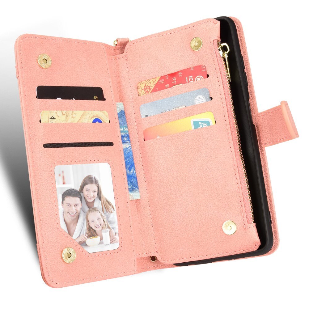 Zipper Portefeuille en cuir avec plusieurs fentes Sony Xperia 10 V, rose