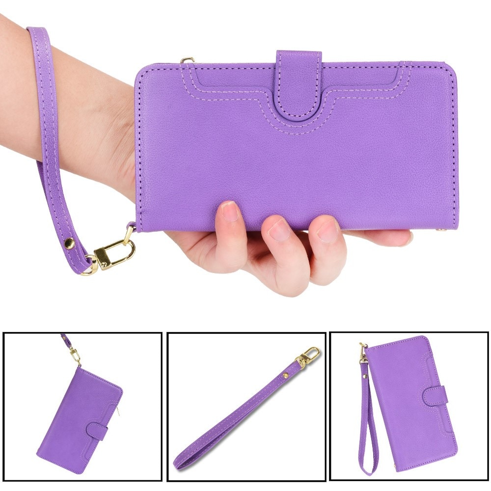 Zipper Portefeuille en cuir avec plusieurs fentes Sony Xperia 10 V, violet