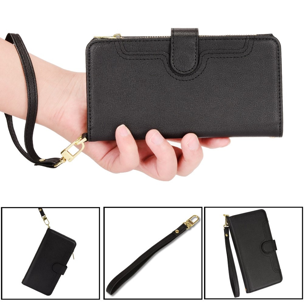 Zipper Portefeuille en cuir avec plusieurs fentes Sony Xperia 1 V, noir