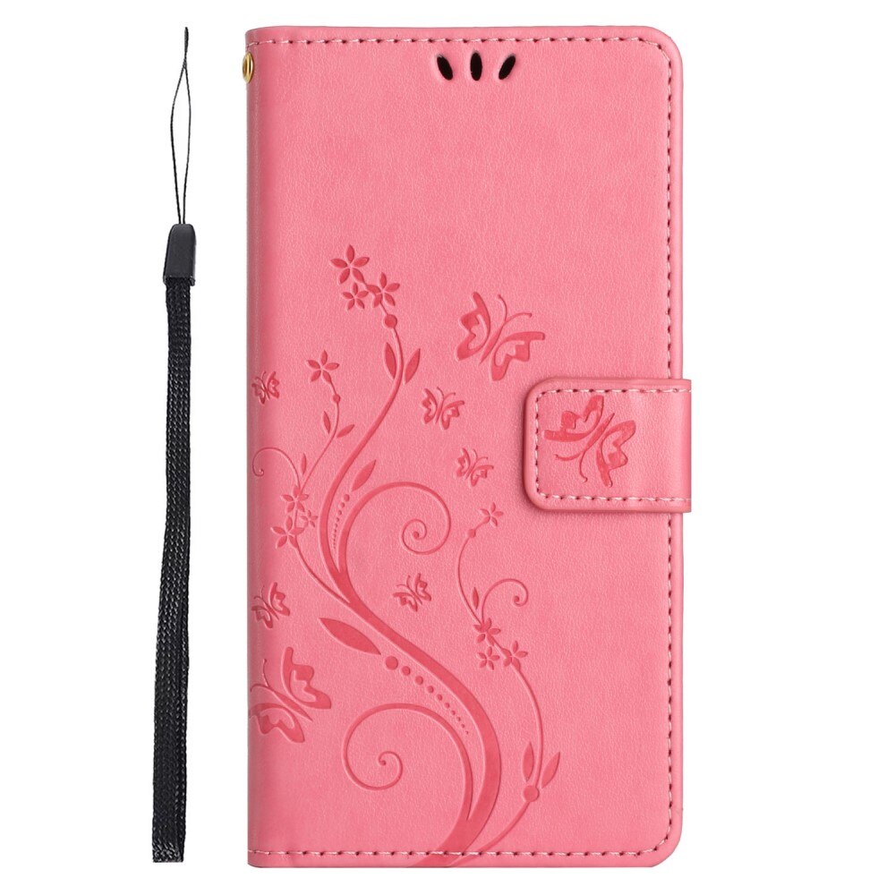 Étui en cuir à papillons pour Google Pixel 8 Pro, Rose