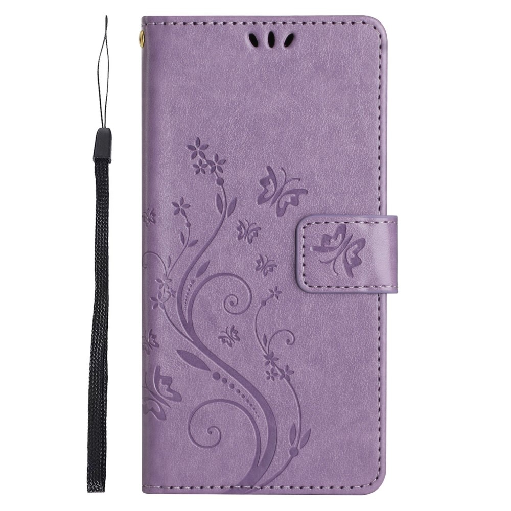 Étui en cuir à papillons pour Google Pixel 8 Pro, Violet