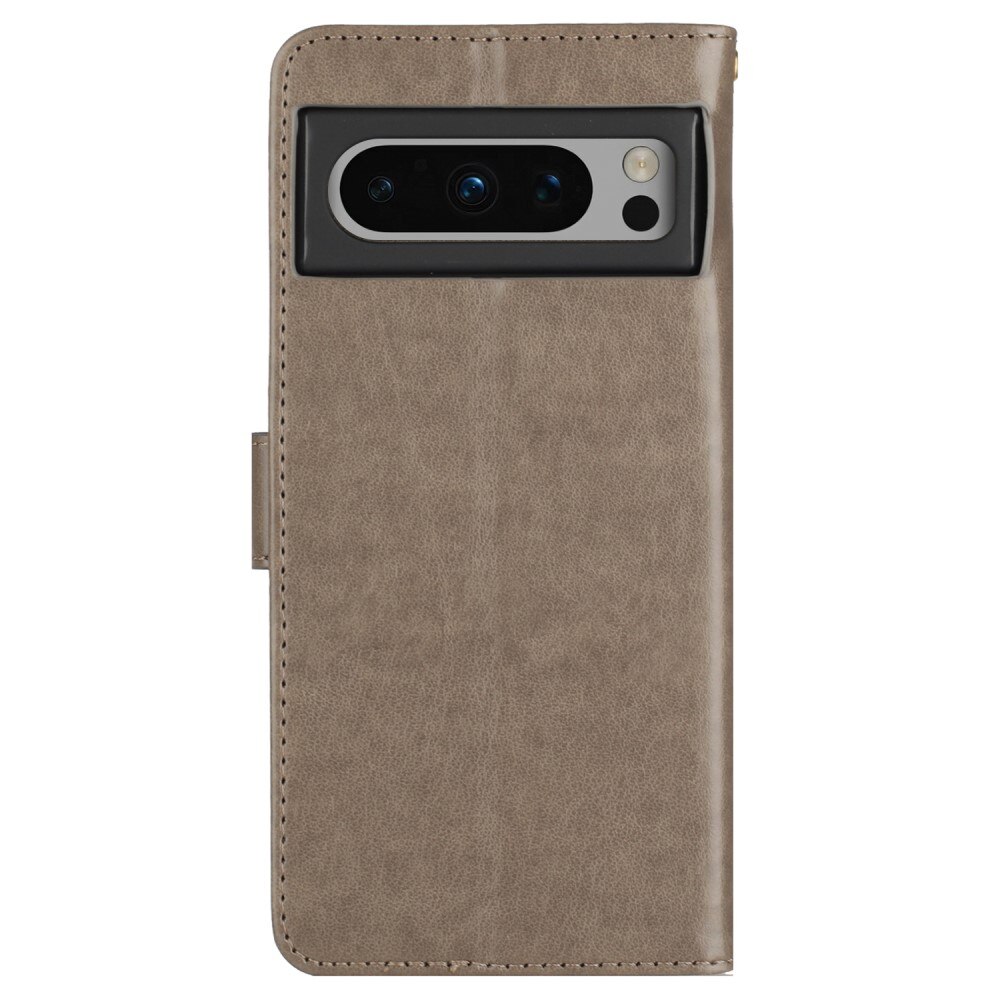 Étui en cuir à papillons pour Google Pixel 8 Pro, Gris
