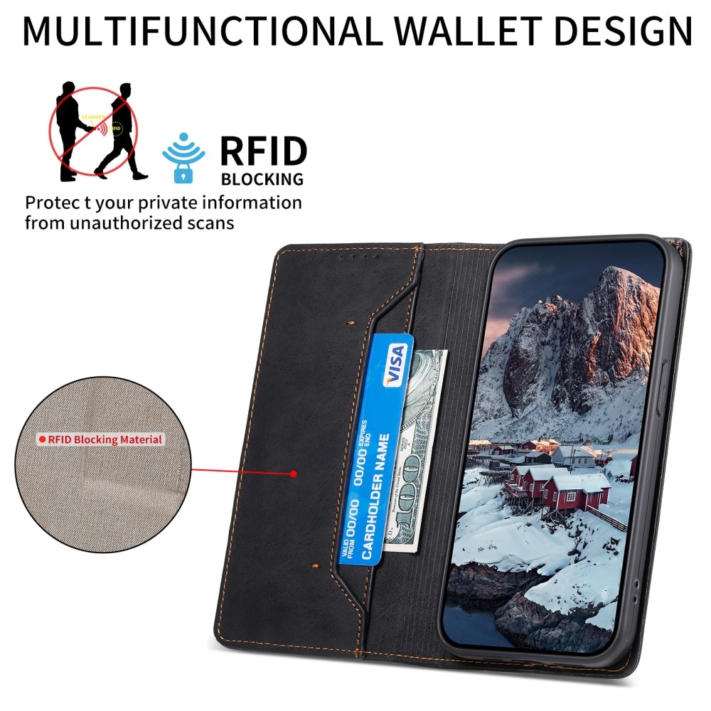 RFID Coque portefeuille mince Google Pixel 8 Pro, noir