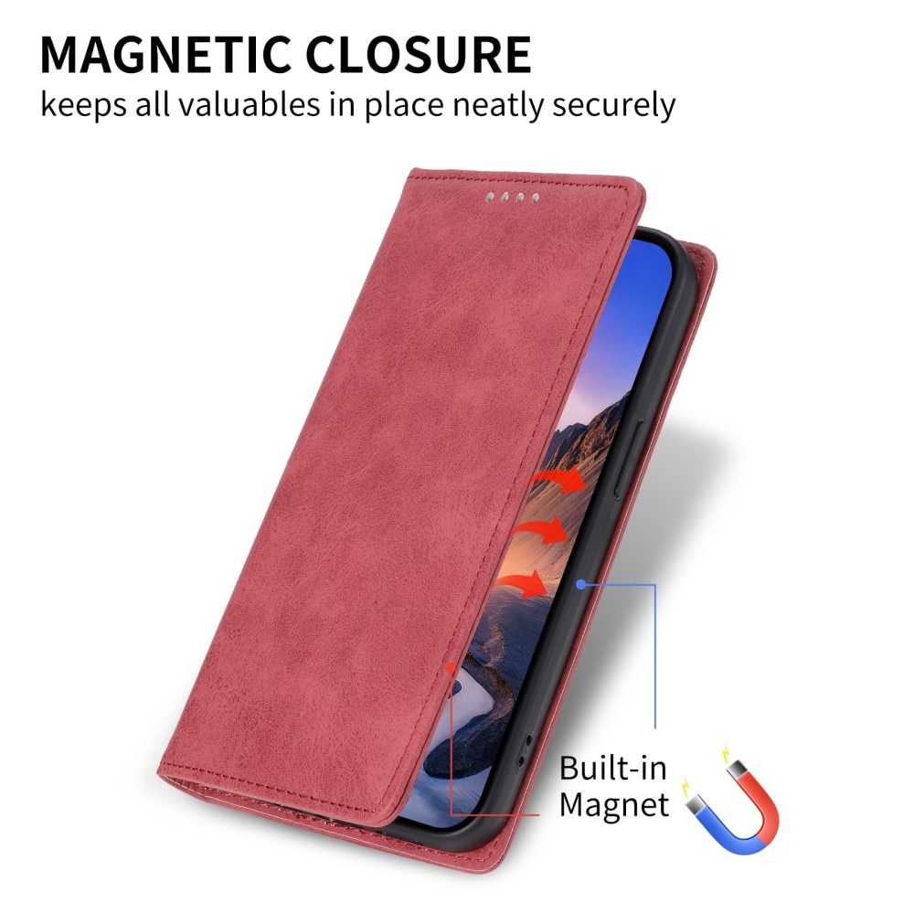 RFID Coque portefeuille mince Google Pixel 8, rouge