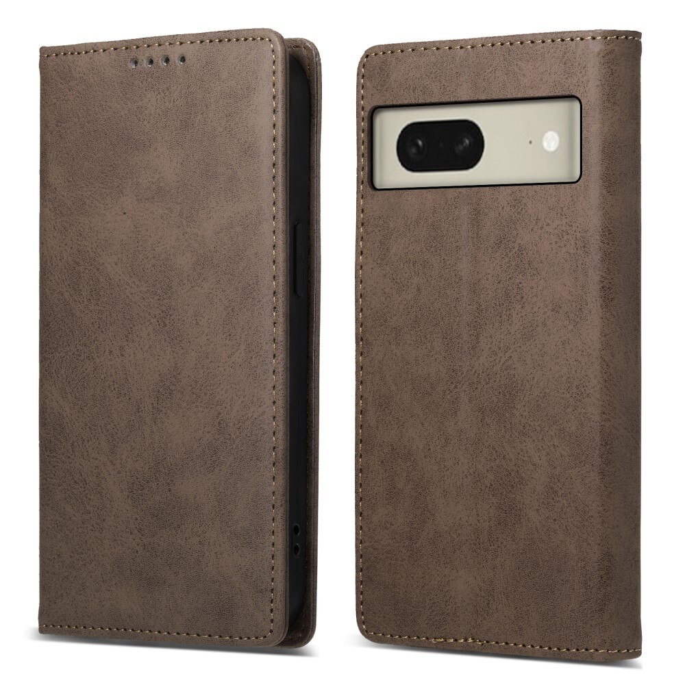 RFID Coque portefeuille mince Google Pixel 8, marron