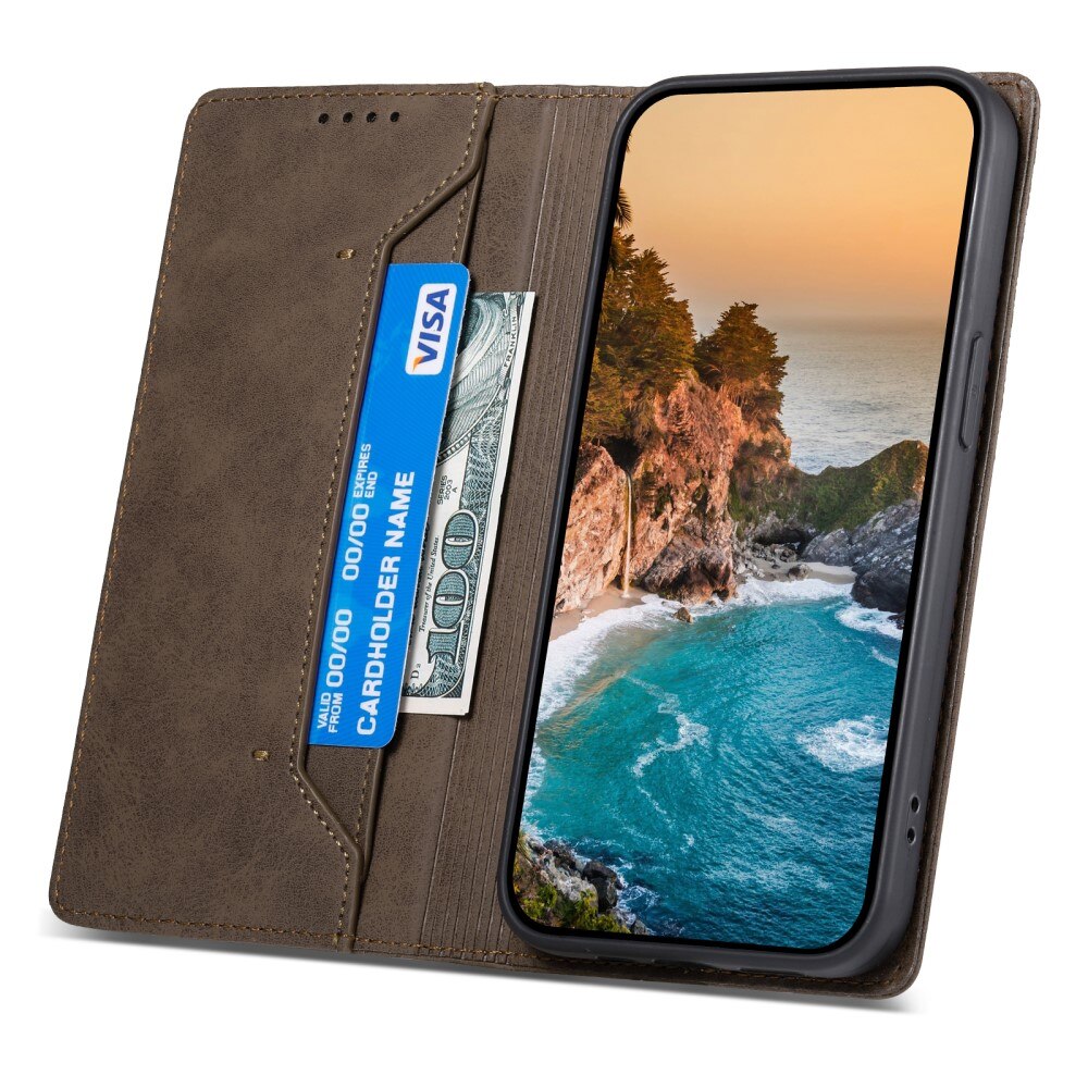 RFID Coque portefeuille mince Google Pixel 8, marron