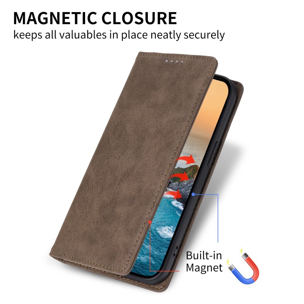 RFID Coque portefeuille mince Google Pixel 8, marron