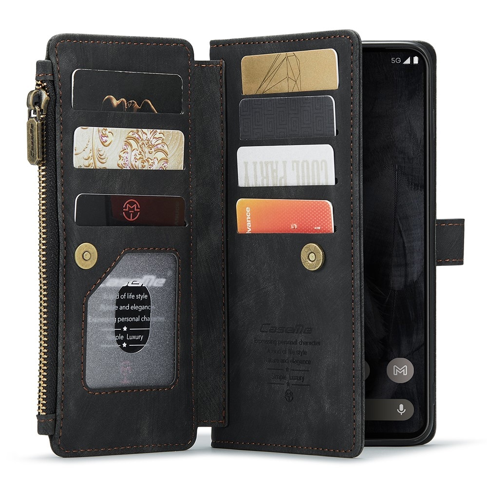 Étui portefeuille à glissière Google Pixel 8a, Noir
