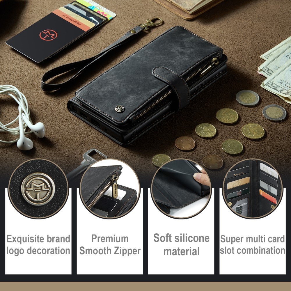 Étui portefeuille à glissière Google Pixel 8 Pro, Noir