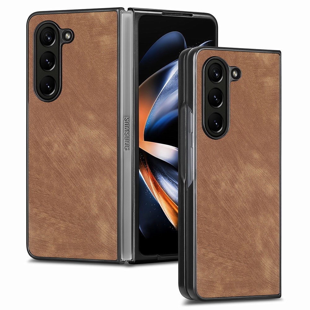 Coque en Cuir Samsung Galaxy Z Fold 5, marron