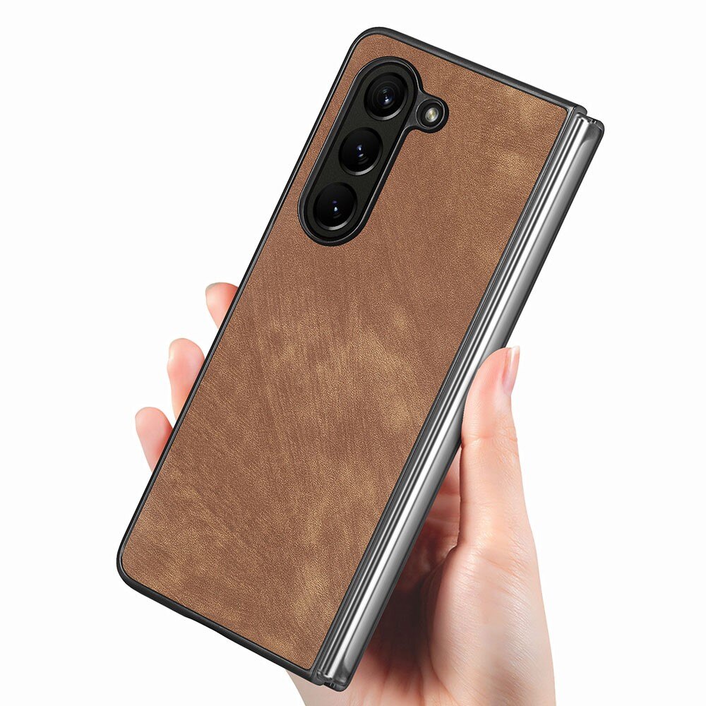 Coque en Cuir Samsung Galaxy Z Fold 5, marron