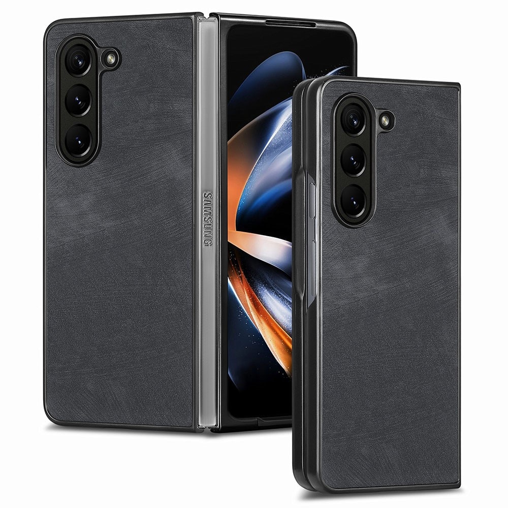 Coque en Cuir Samsung Galaxy Z Fold 5, noir