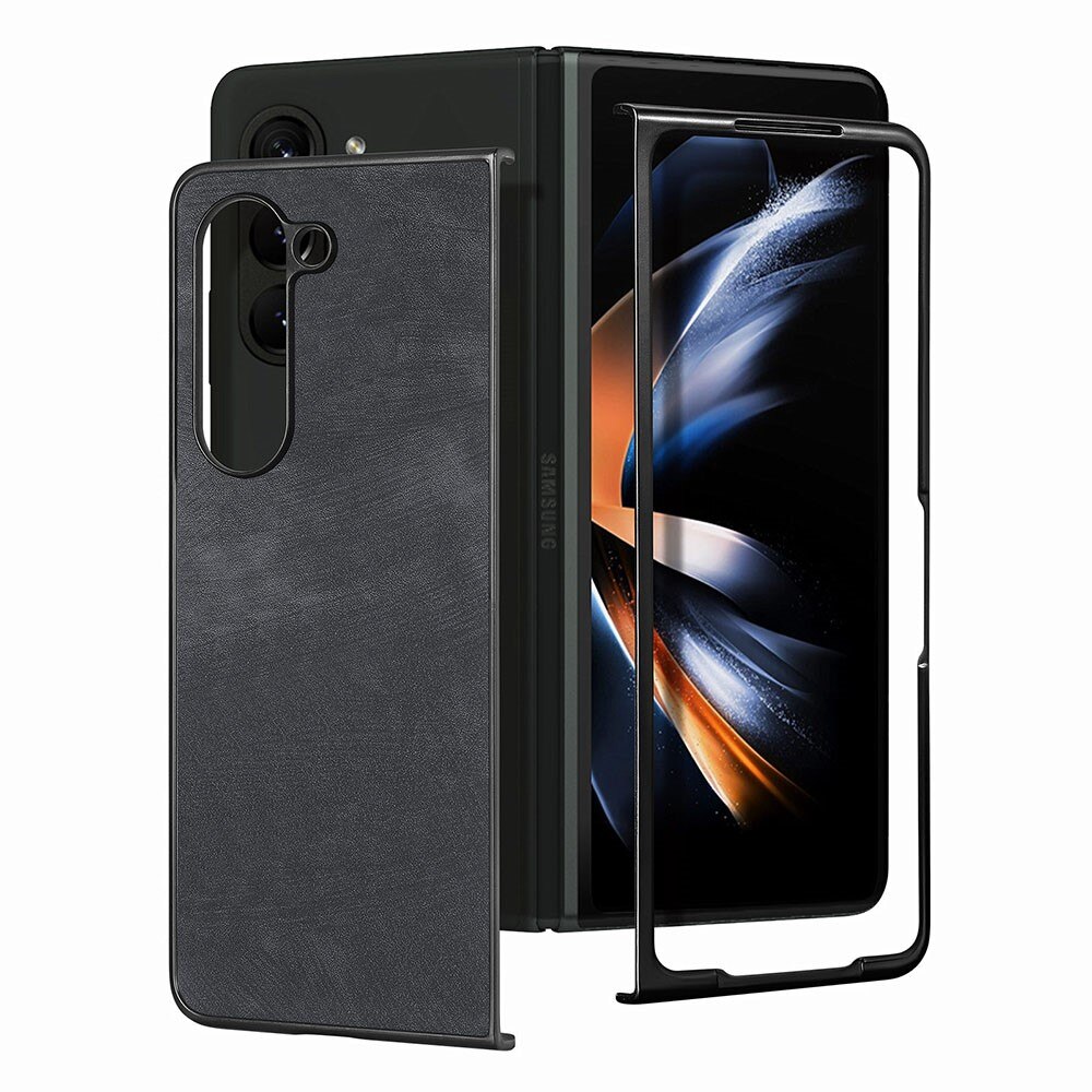 Coque en Cuir Samsung Galaxy Z Fold 5, noir