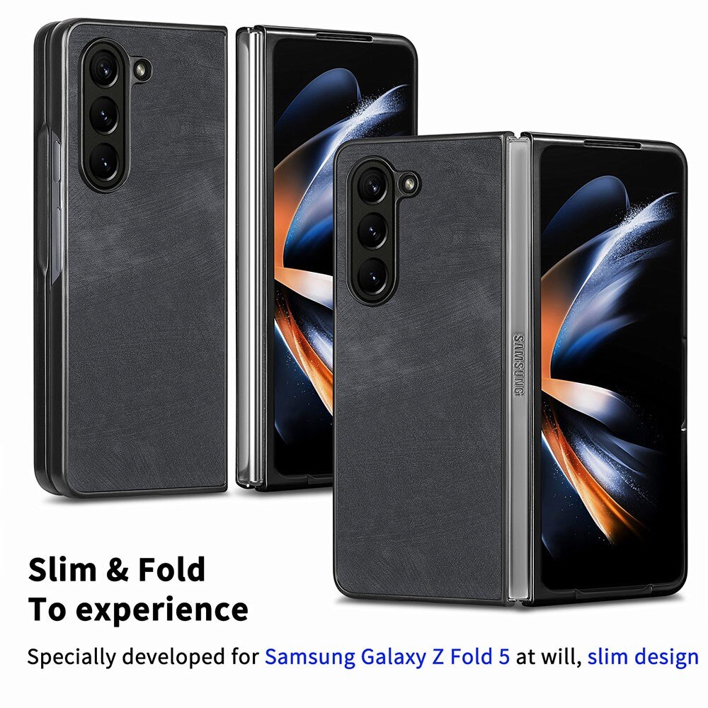 Coque en Cuir Samsung Galaxy Z Fold 5, noir