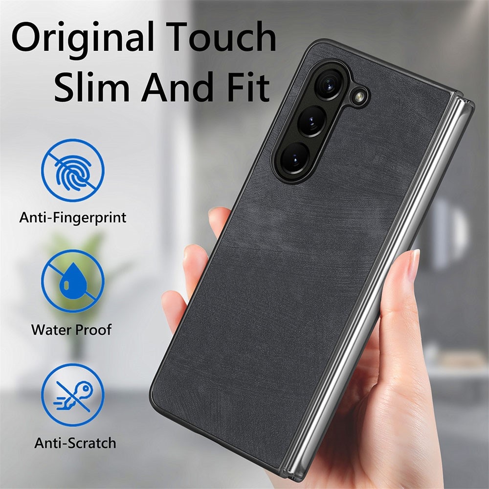 Coque en Cuir Samsung Galaxy Z Fold 5, noir