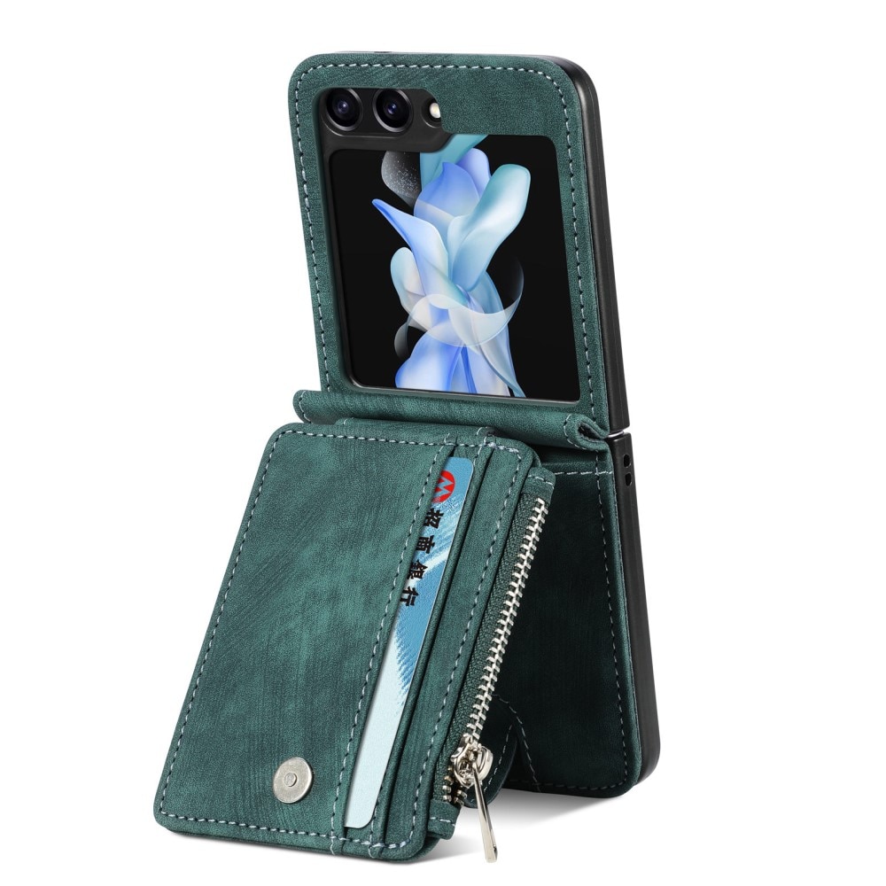 Coque portefeuille Zipper Multi-Slot Samsung Galaxy Z Flip 5, vert