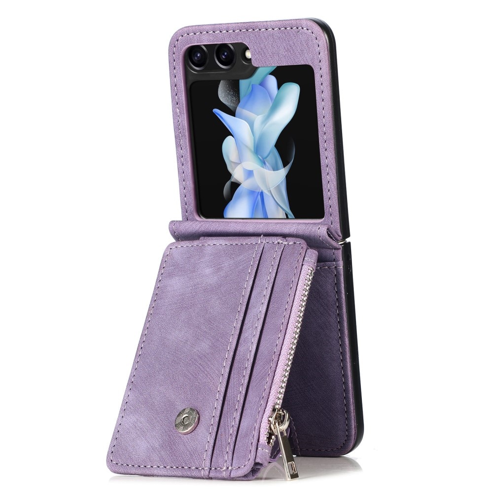 Coque portefeuille Zipper Multi-Slot Samsung Galaxy Z Flip 5, violet