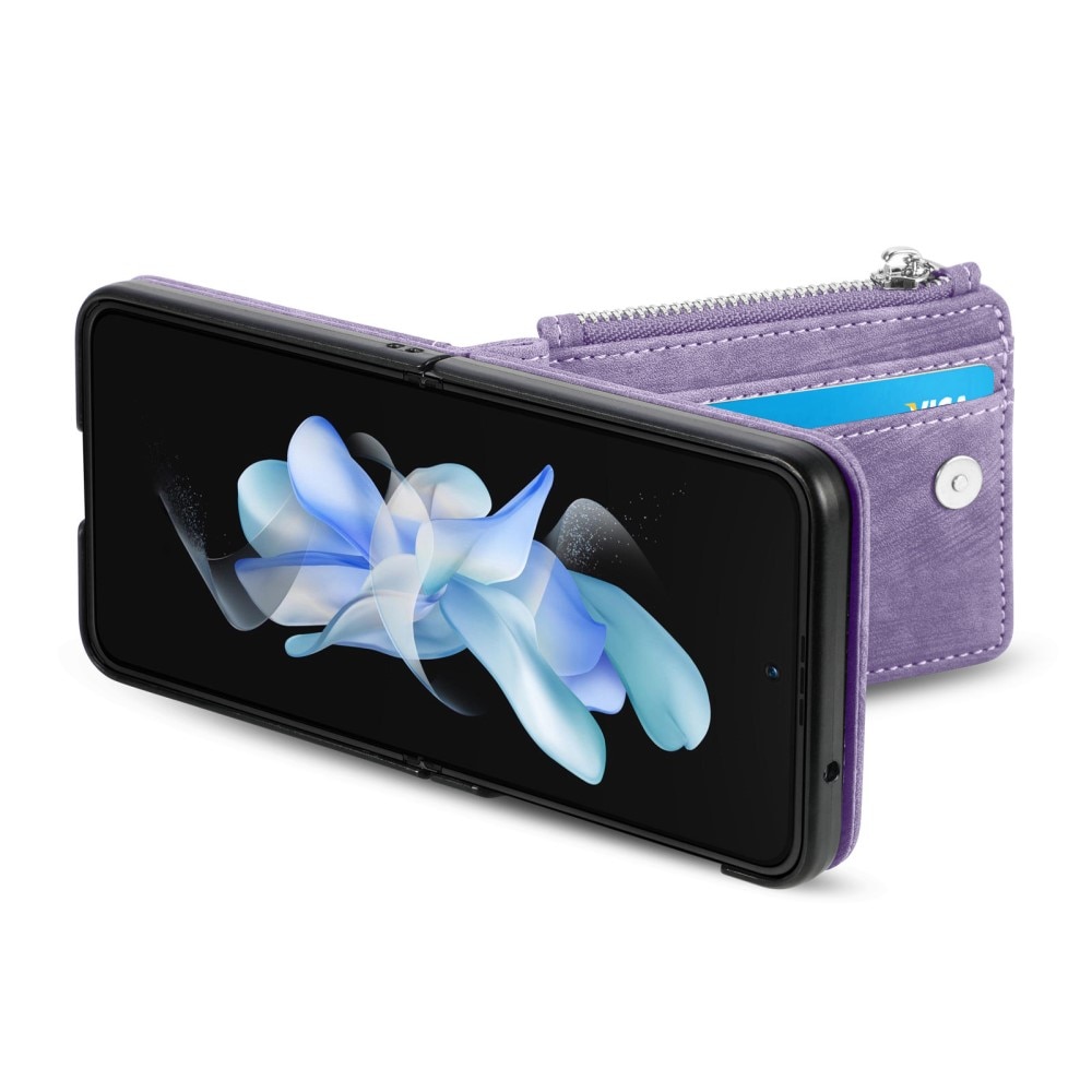 Coque portefeuille Zipper Multi-Slot Samsung Galaxy Z Flip 5, violet