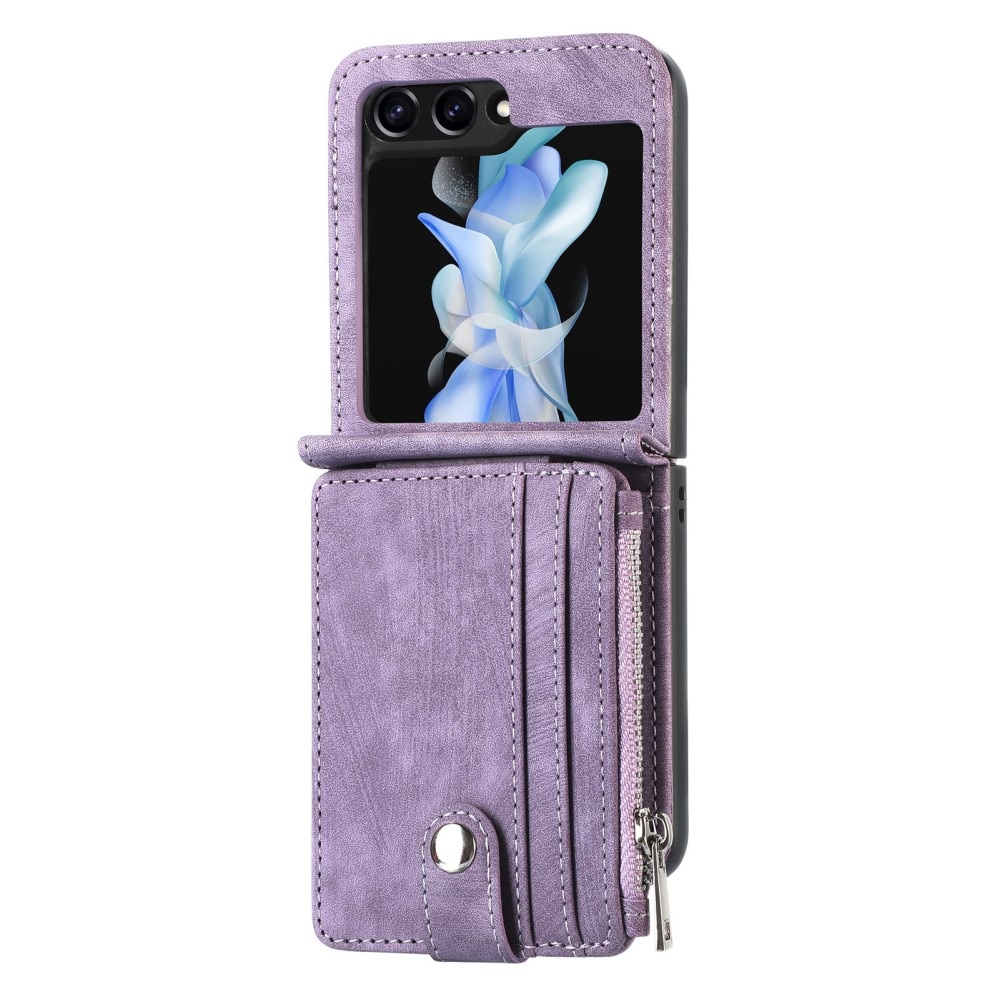 Coque portefeuille Zipper Multi-Slot Samsung Galaxy Z Flip 5, violet