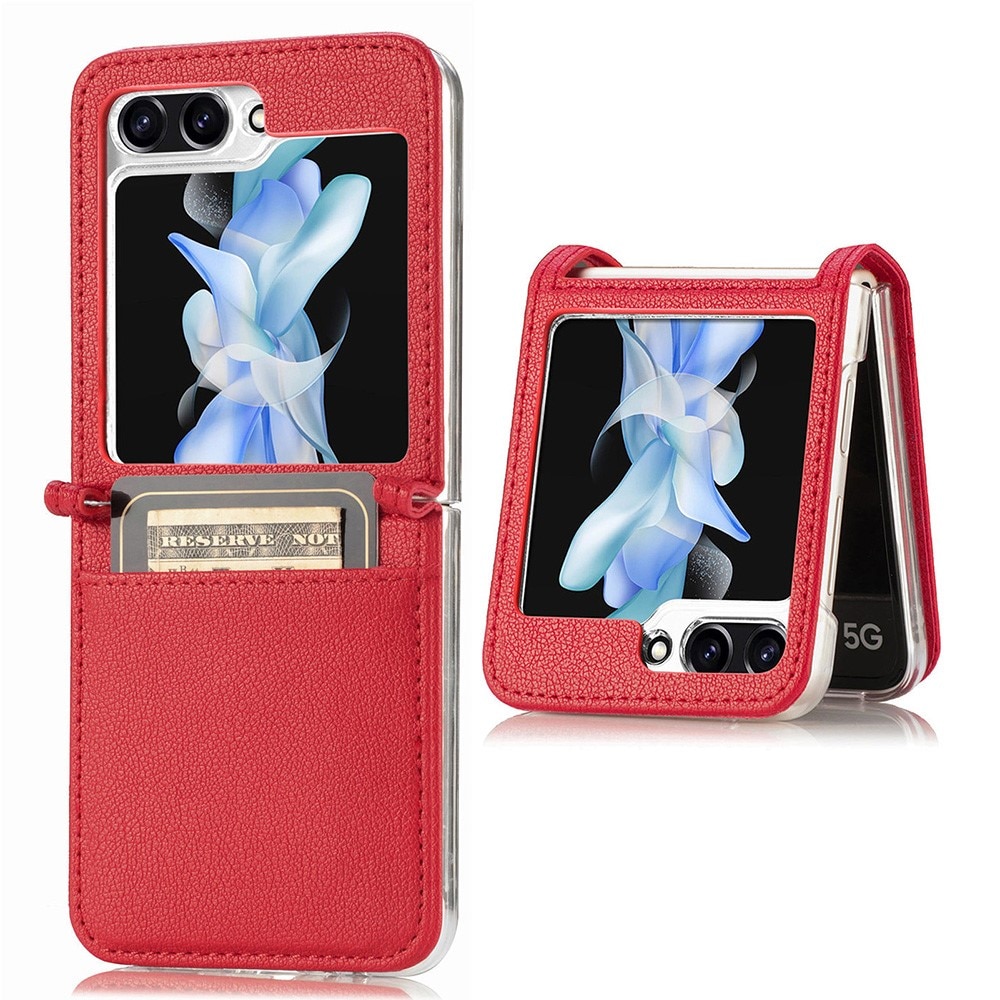 Étui portefeuille Slim Card Wallet Samsung Galaxy Z Flip 5, rouge