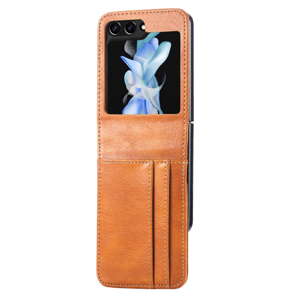 Coque portefeuille Samsung Galaxy Z Flip 5, cognac