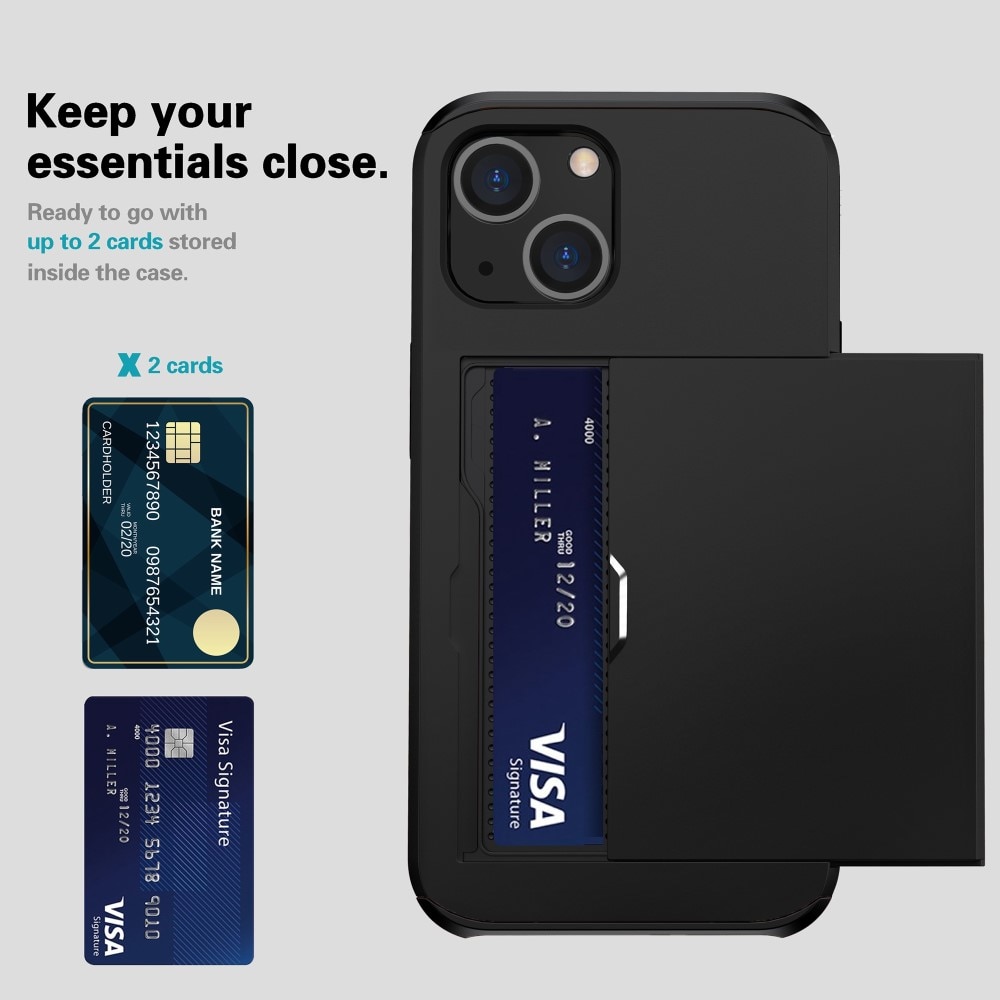 Coque à cartes iPhone 15 Plus, Noir