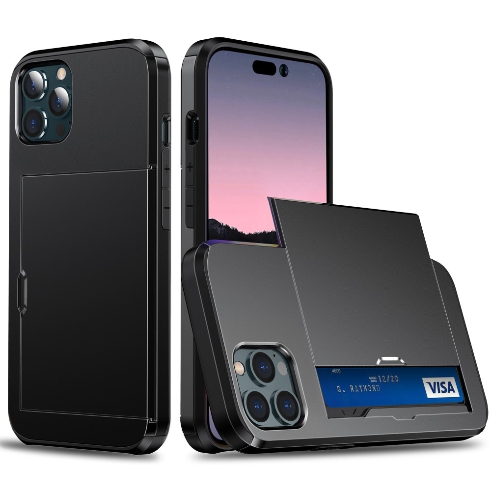 Coque à cartes iPhone 15 Pro, Noir