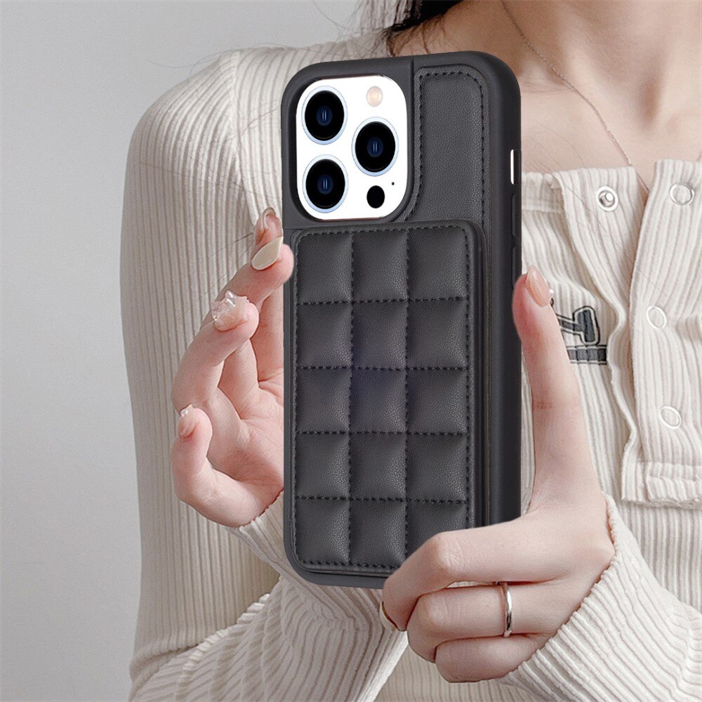 Coque TPU avec portefeuille matelassé iPhone 14 Pro noir