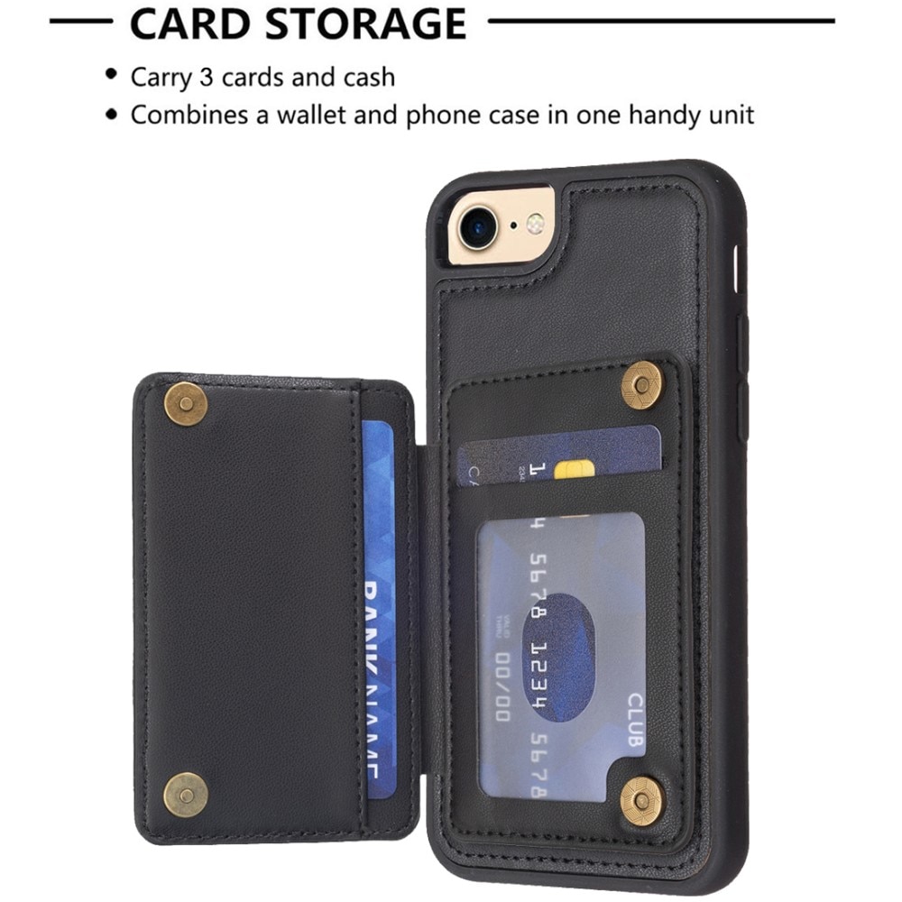 Coque TPU avec portefeuille matelassé iPhone SE (2020), noir
