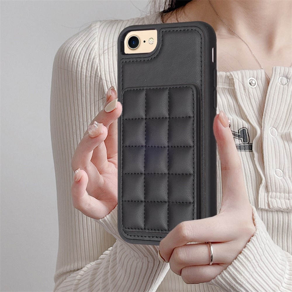 Coque TPU avec portefeuille matelassé iPhone 7, noir