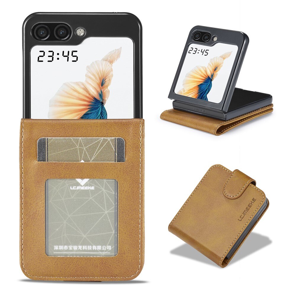 Étui portefeuille Samsung Galaxy Z Flip 5, cognac