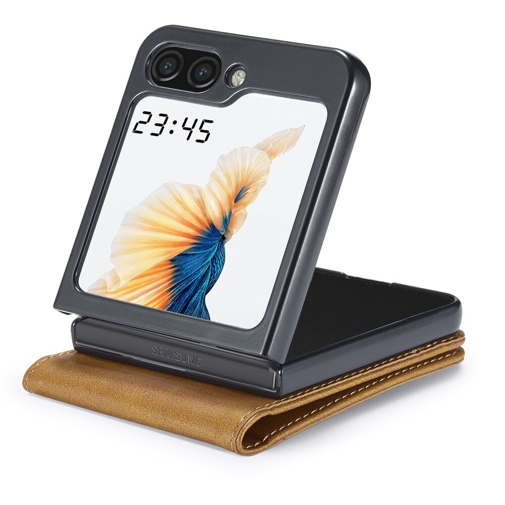 Étui portefeuille Samsung Galaxy Z Flip 5, cognac