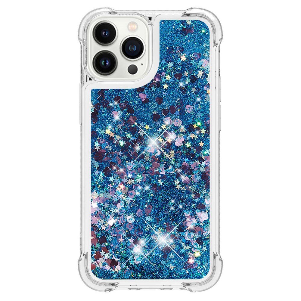 Coque Glitter Powder TPU iPhone 15 Pro, bleu