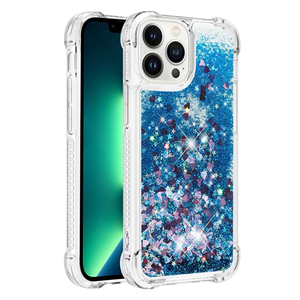 Coque Glitter Powder TPU iPhone 15 Pro, bleu