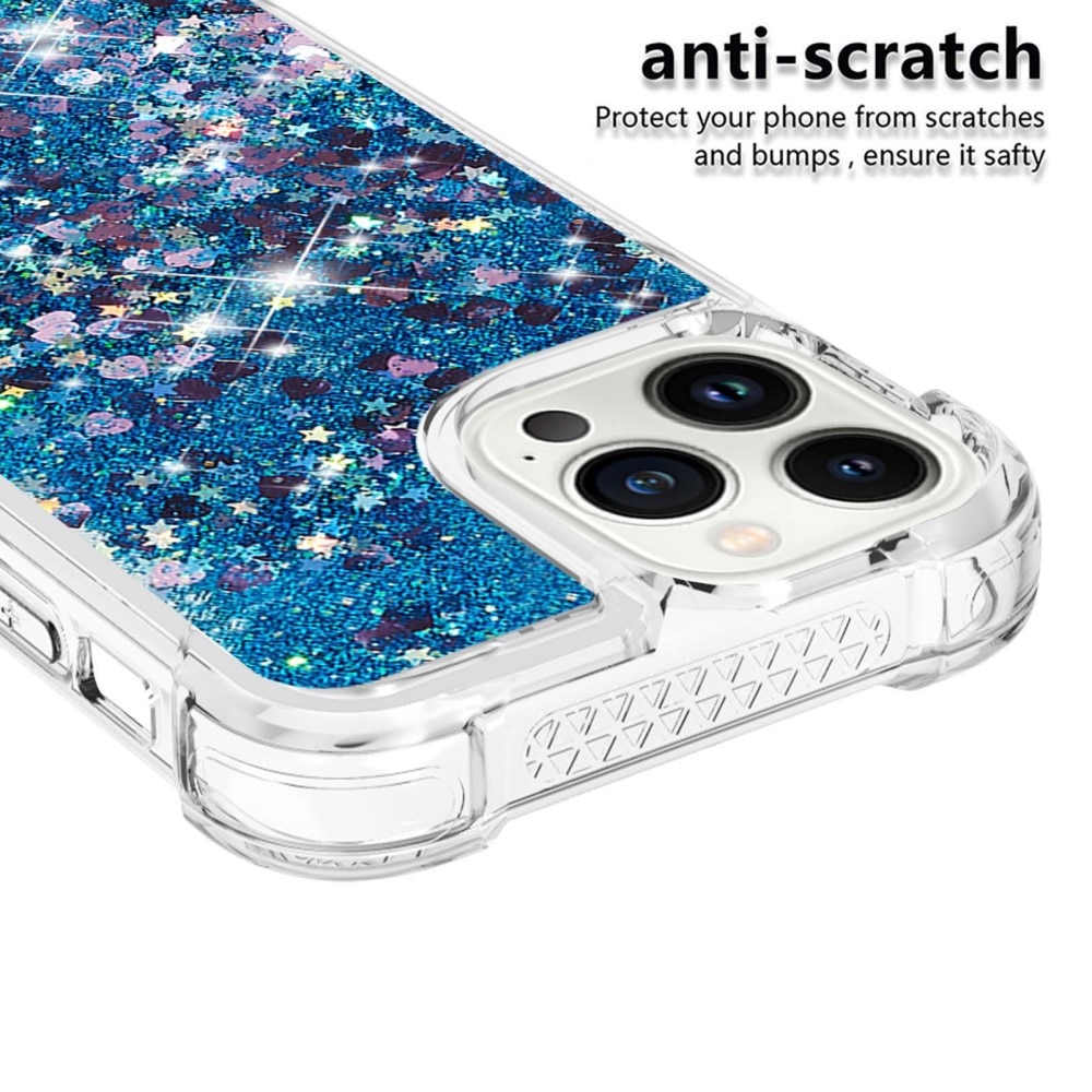 Coque Glitter Powder TPU iPhone 15 Pro, bleu