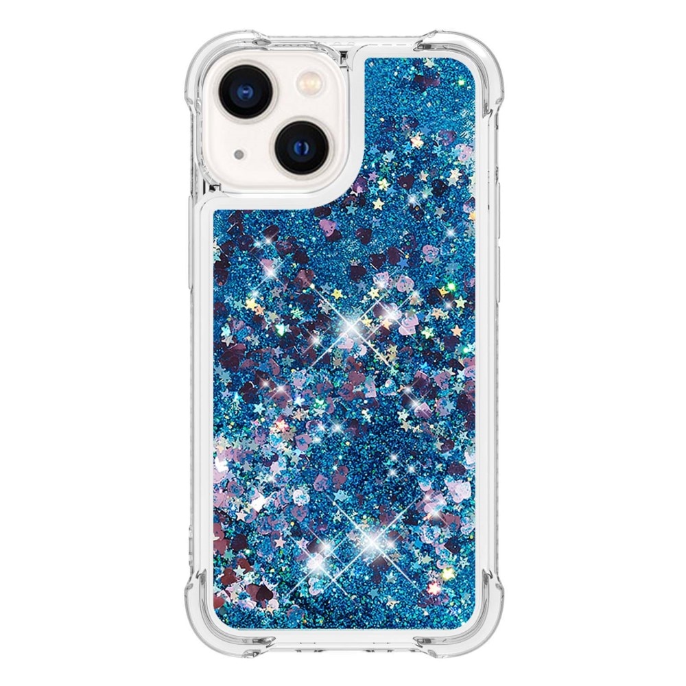 Coque Glitter Powder TPU iPhone 15, bleu