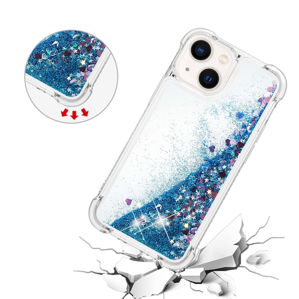 Coque Glitter Powder TPU iPhone 15, bleu