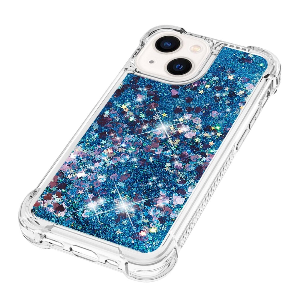 Coque Glitter Powder TPU iPhone 15, bleu