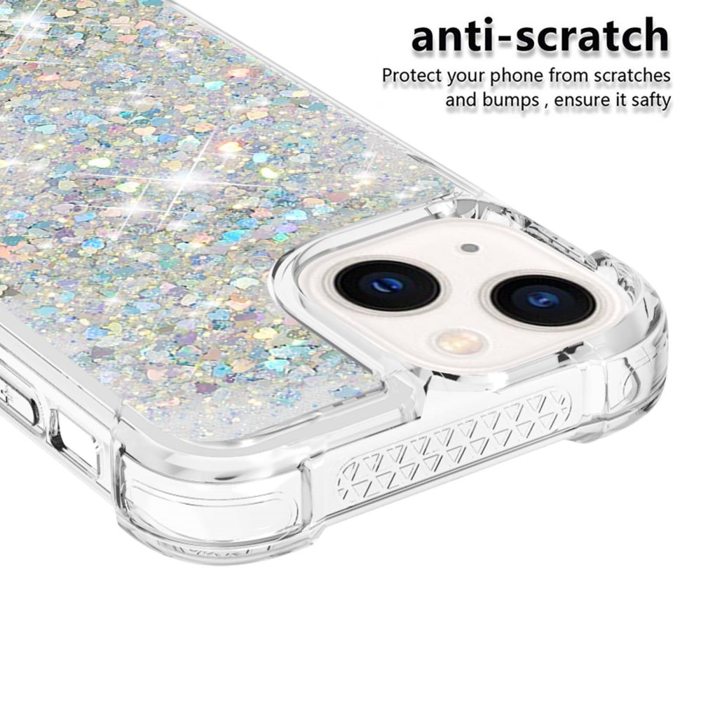 Coque Glitter Powder TPU iPhone 15, argent